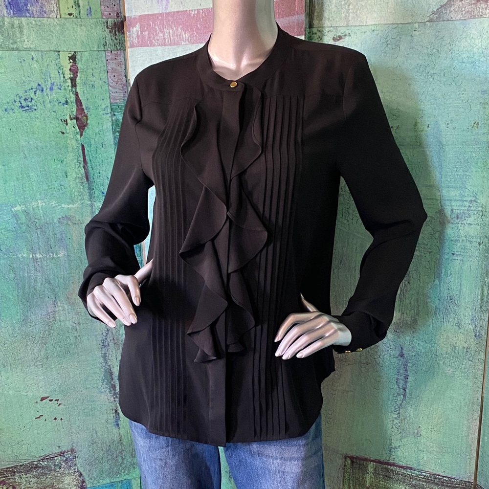 Calvin Klein Black Ruffled Blouse
